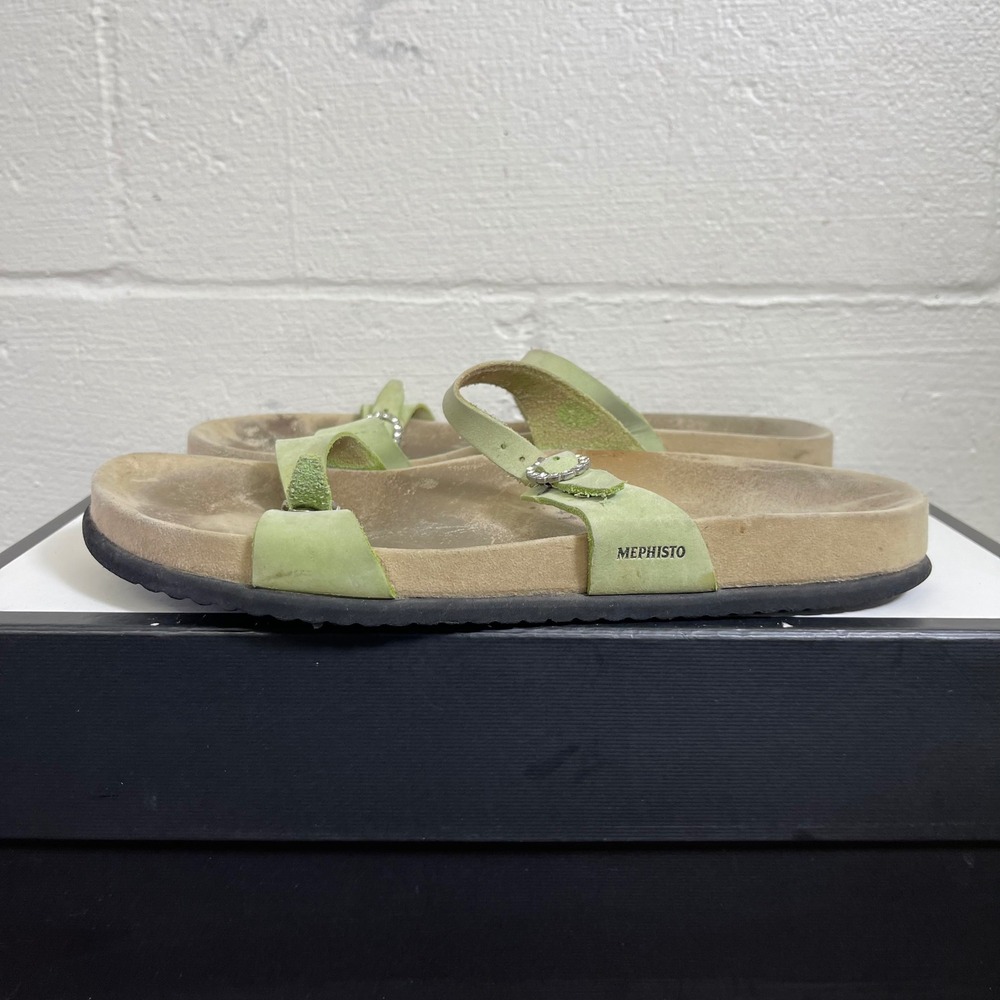 Mephisto Norie Green Nubuck Leather Slide Sandals Slip On Women's 41 EU/11 US - Picture 5 of 13